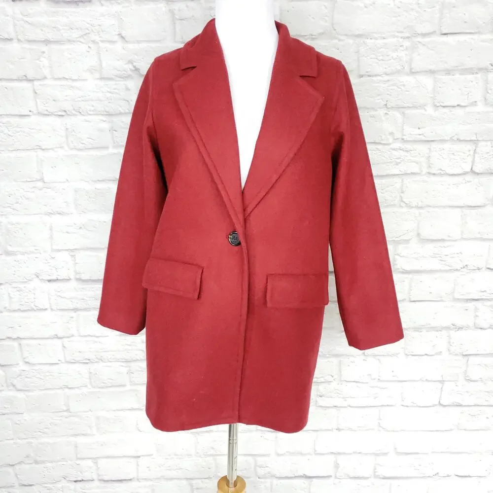 J. Crew Melton Wool Boyfriend Topcoat Red Size 00P